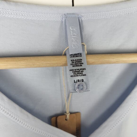 NWT SKIMS Long Sleeve Ribbed Henley Button Crop Top in Periwinkle | Large - Picture 3 of 10